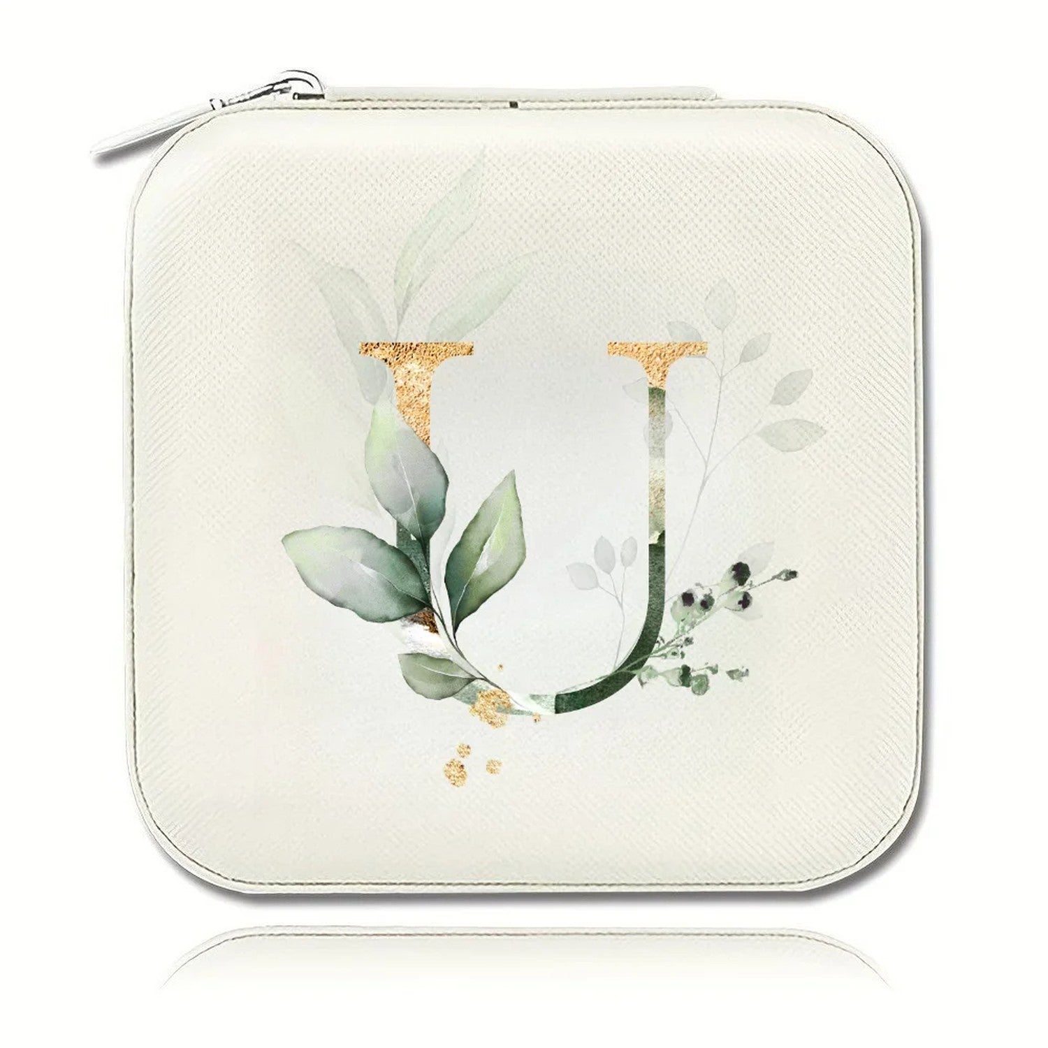 Boîte à bijoux initiale U motif floral