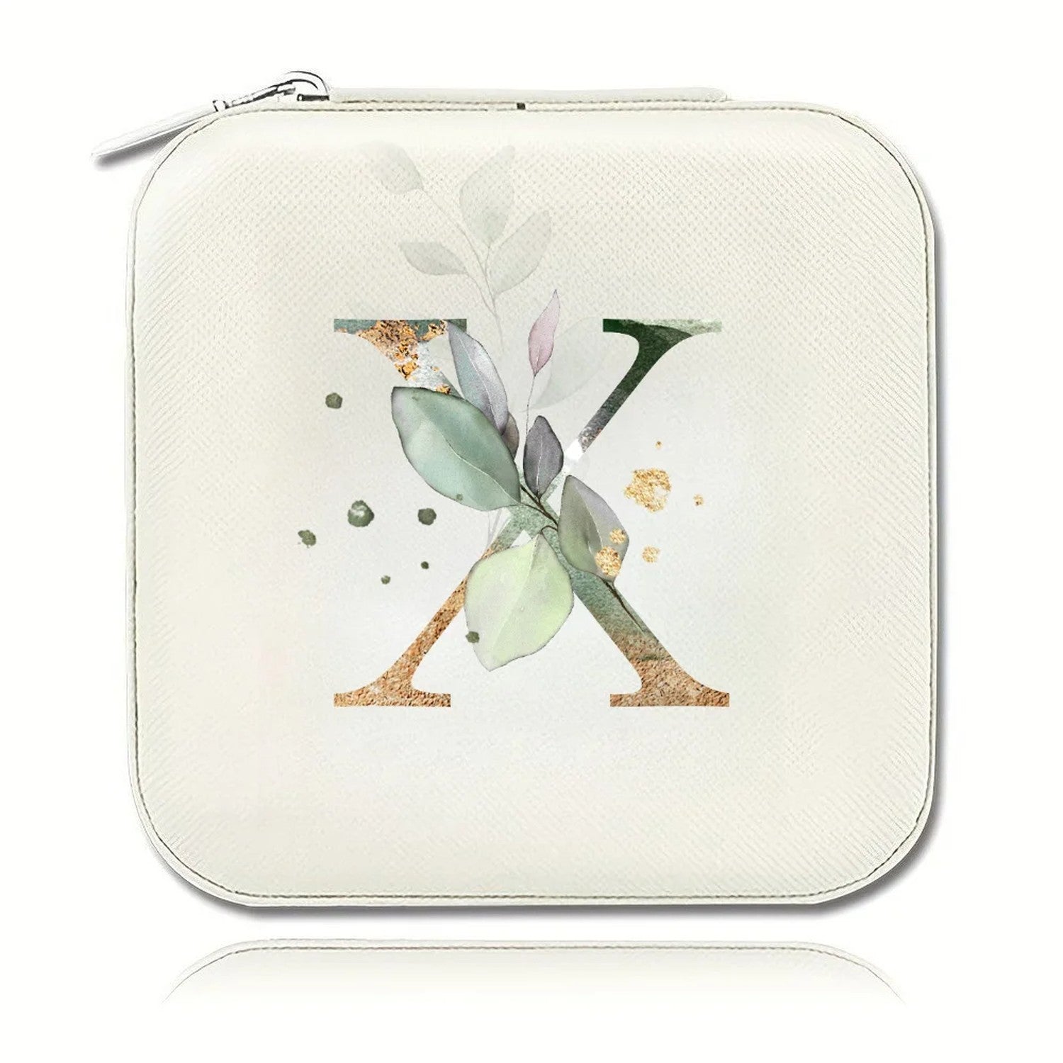 Boîte à bijoux initiale X motif floral
