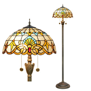 Lampadaire style Tiffany motif Baroque crème