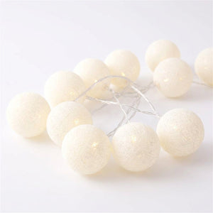 Guirlande boules coton LED blanc USB 1m 3m 6m