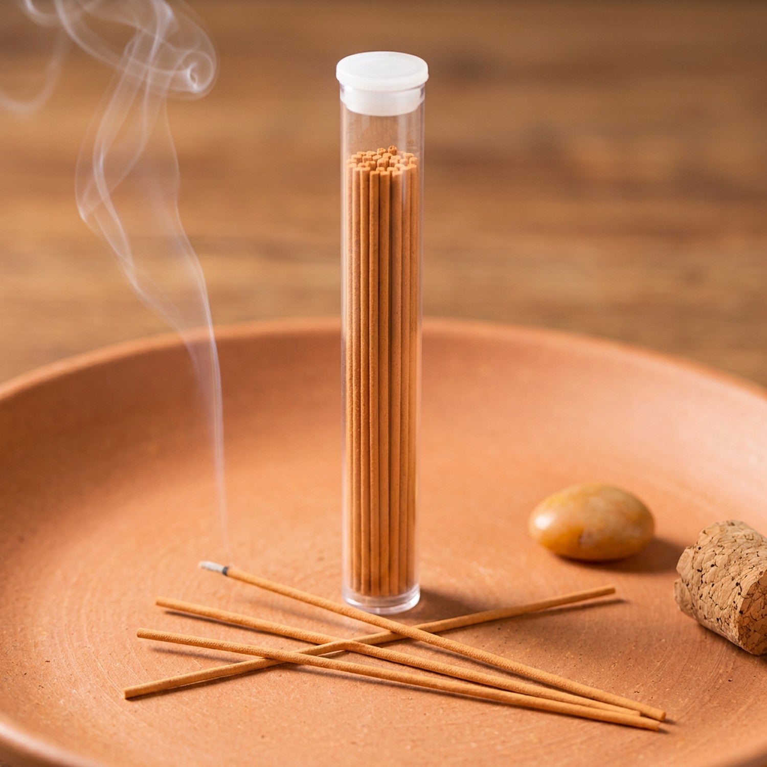Bâtons d'encens parfum cologne bois orange terracotta