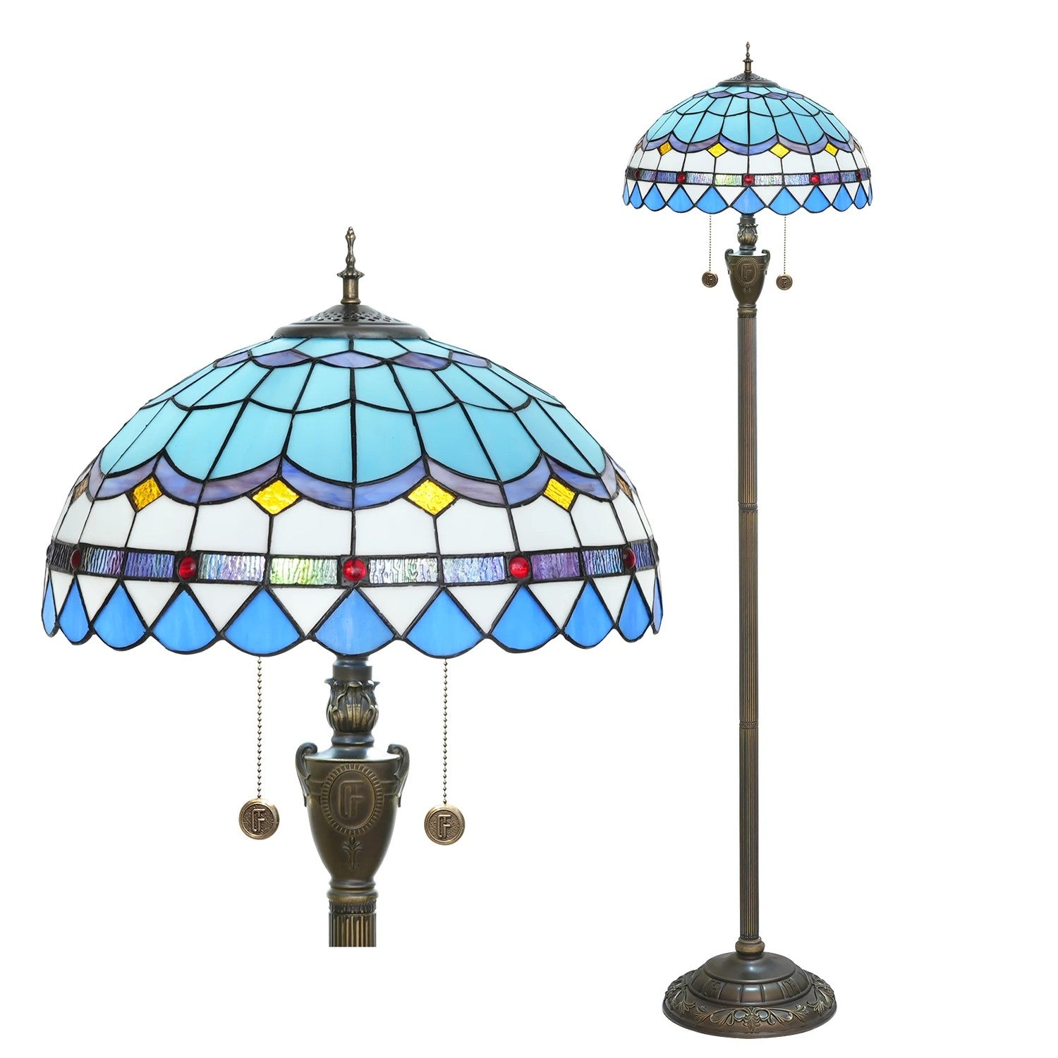 Lampadaire style Tiffany motif Méditerranée