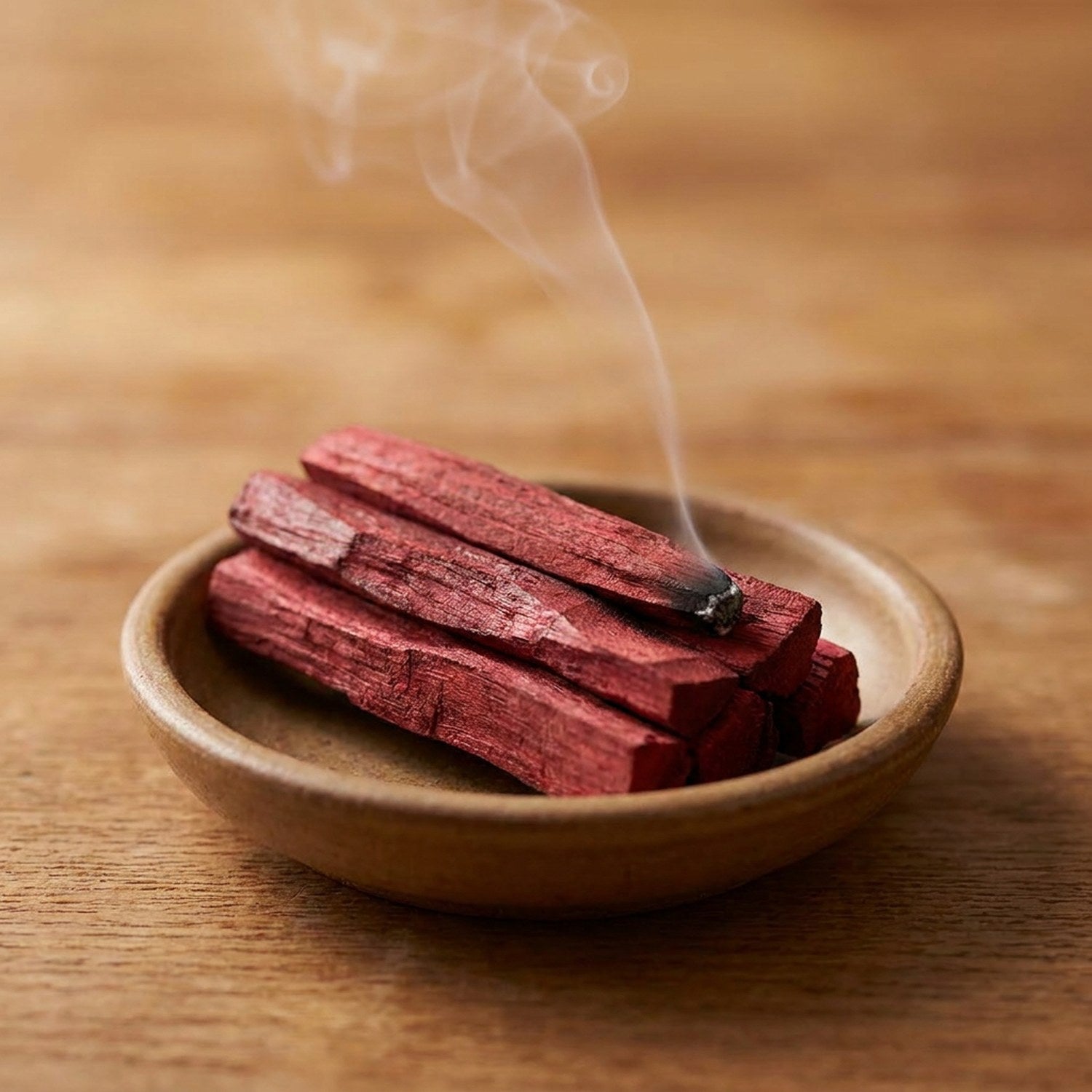 Bâtonnets de sang de dragon en bois rouge dans une coupelle
