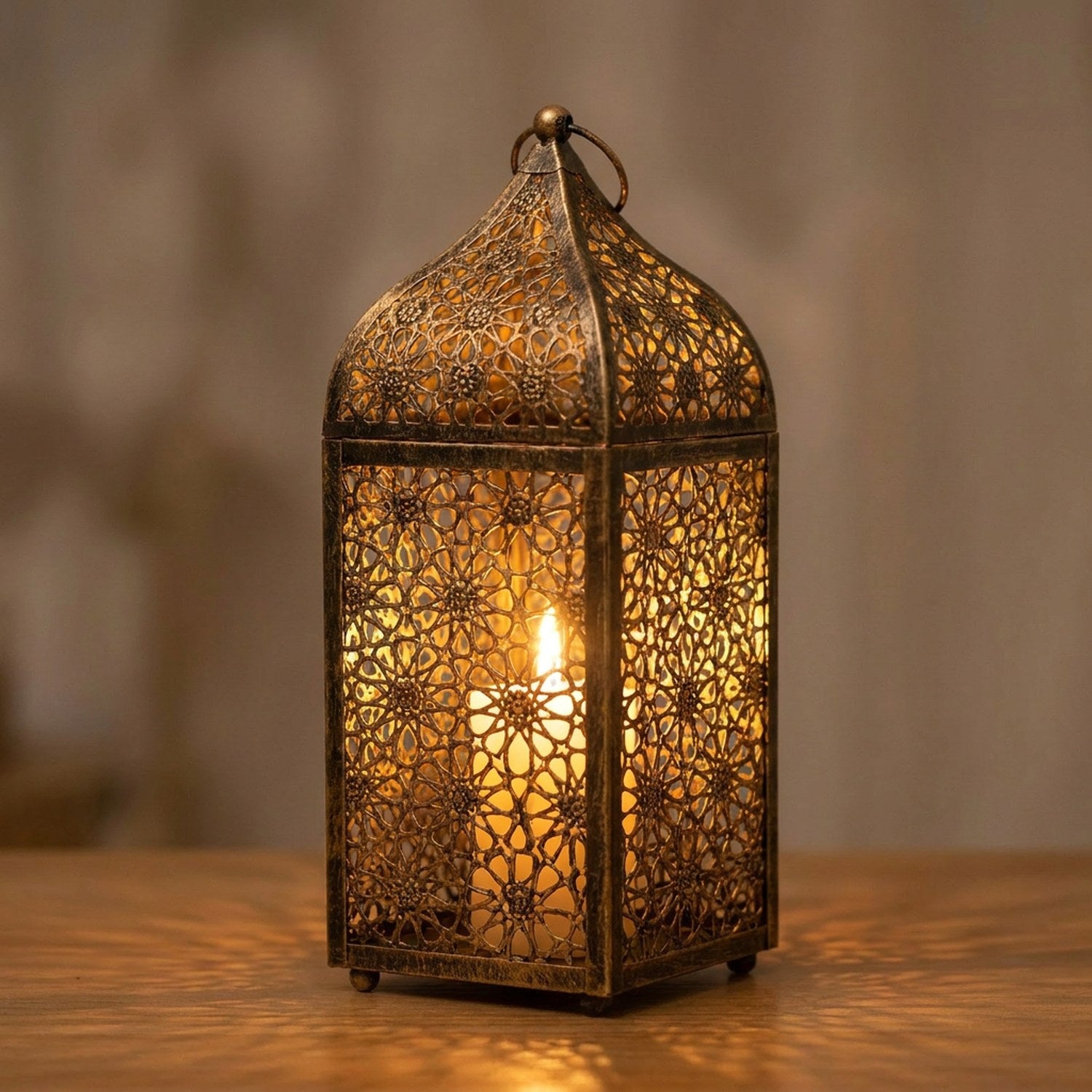 Lanterne marocaine modèle rosaces fines hauteur 25 cm