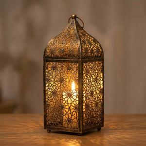 Lanterne marocaine modèle rosaces fines hauteur 25 cm