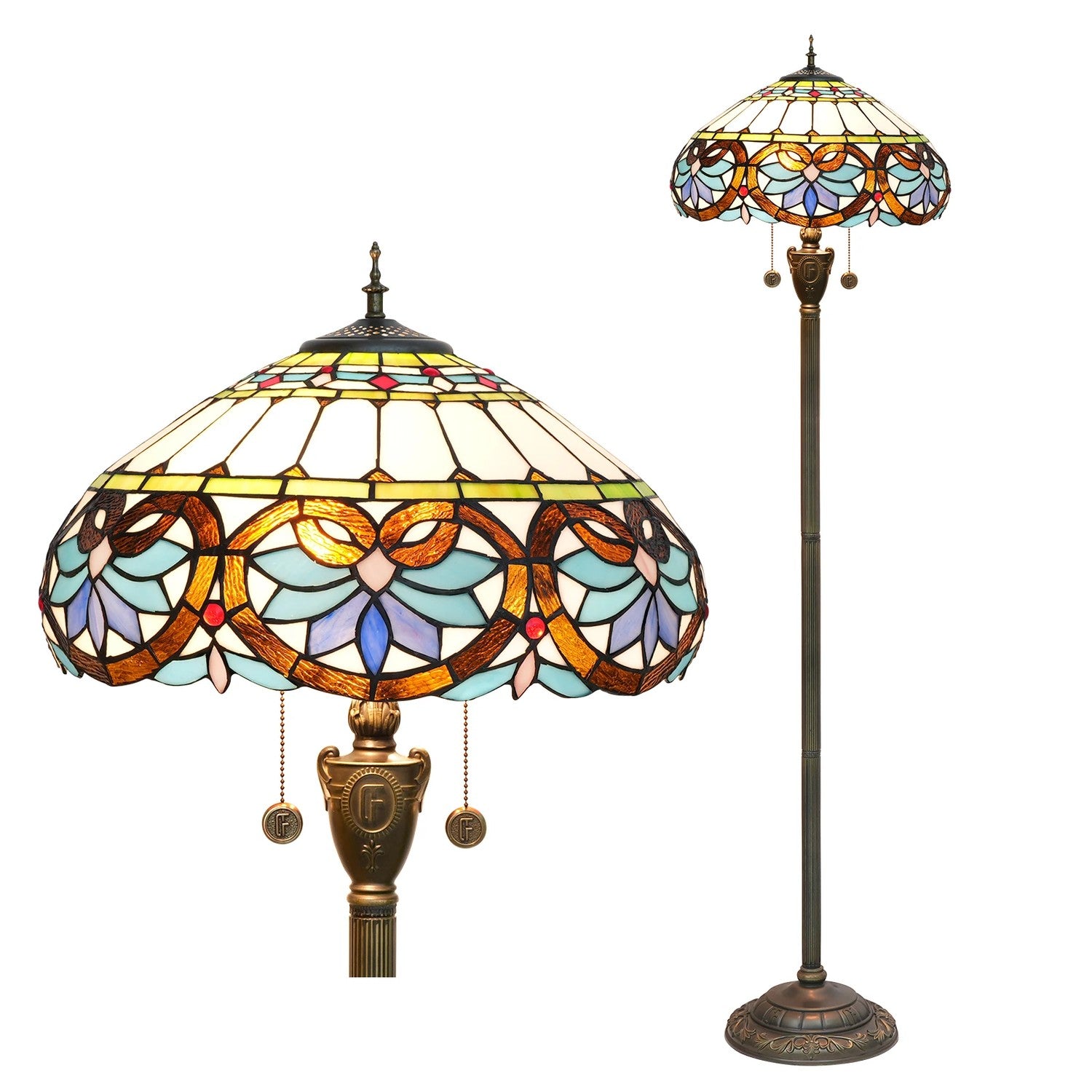 Lampadaire style Tiffany motif Baroque lys