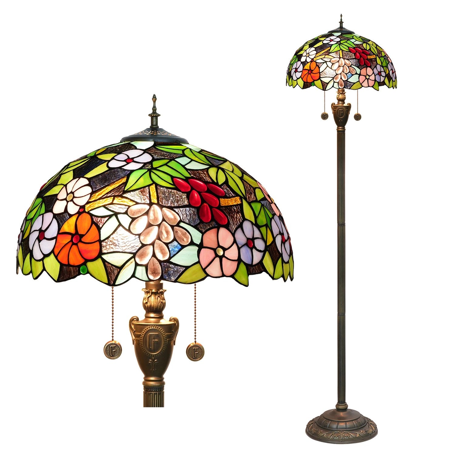 Lampadaire style Tiffany motif Printemps
