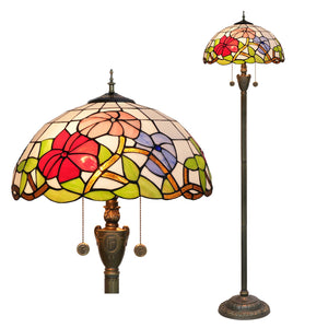 Lampadaire style Tiffany motif Pivoines