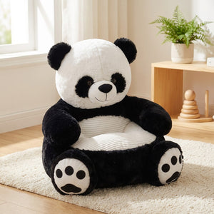 Fauteuil enfant en peluche panda noir et blanc