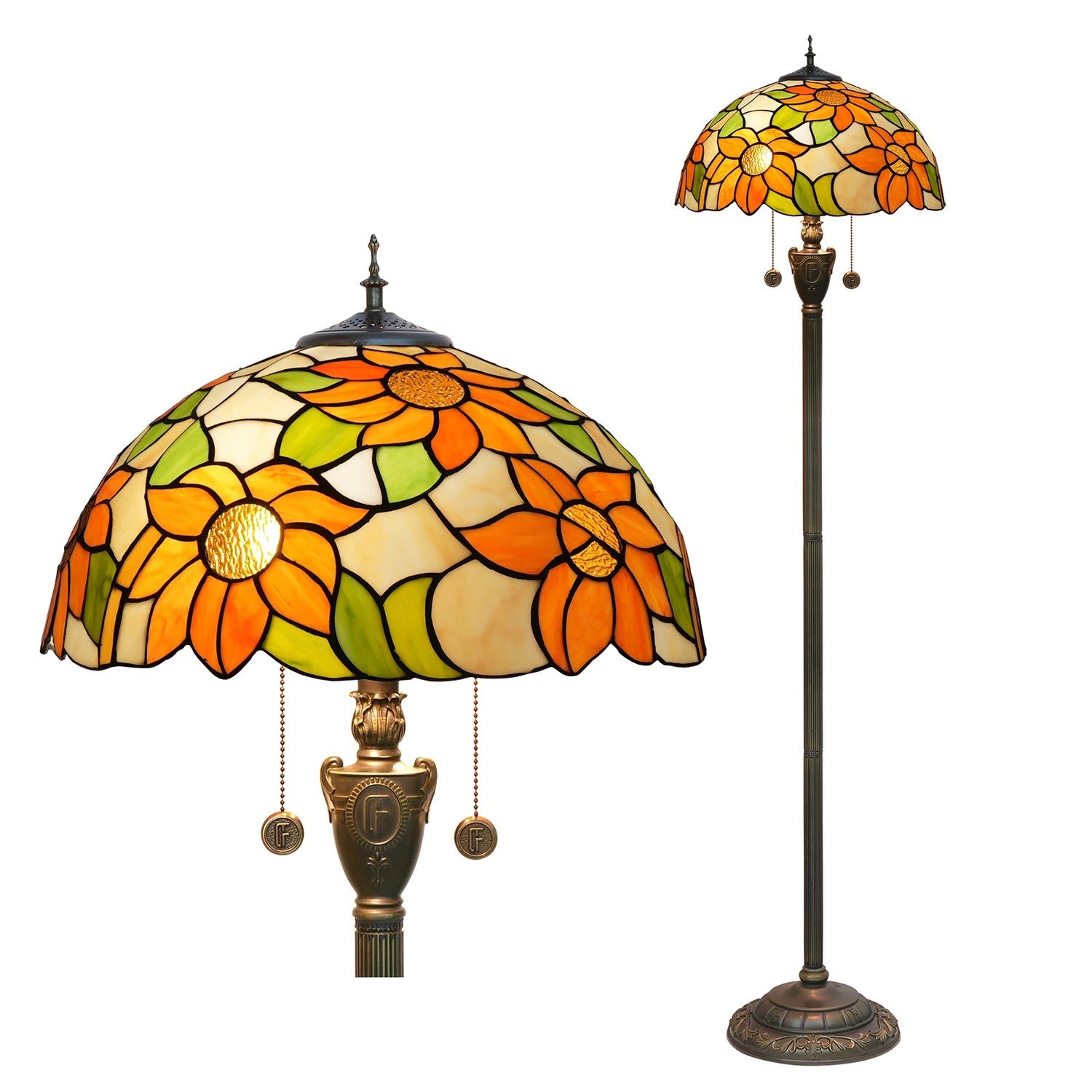 Lampadaire style Tiffany motif Tournesols