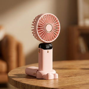 Mini ventilateur portable rose gros plan