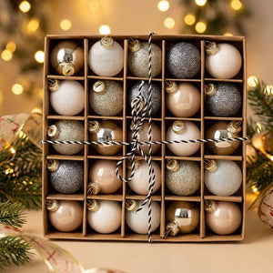 Boules de noël decoratives verre plastique lot 25 pièces 4cm Modèle A - Lot de 25