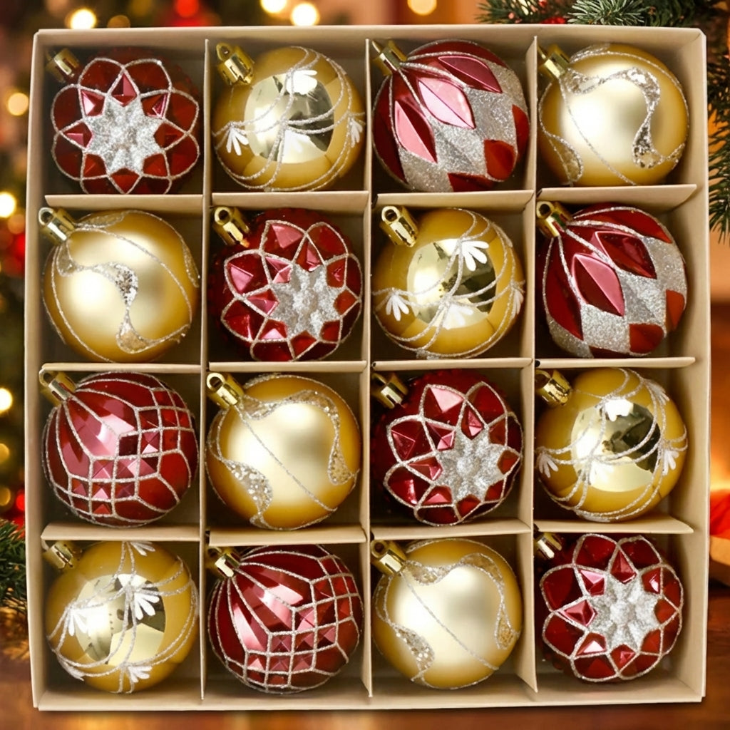 Boules de Noël lot de 16 ornements festifs sapin décoration Modèle 2