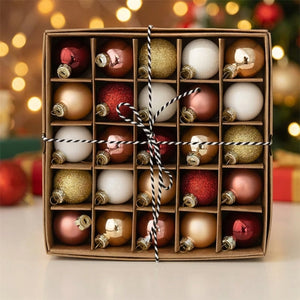 Boules de noël decoratives verre plastique lot 25 pièces 4cm Modèle B - Lot de 25