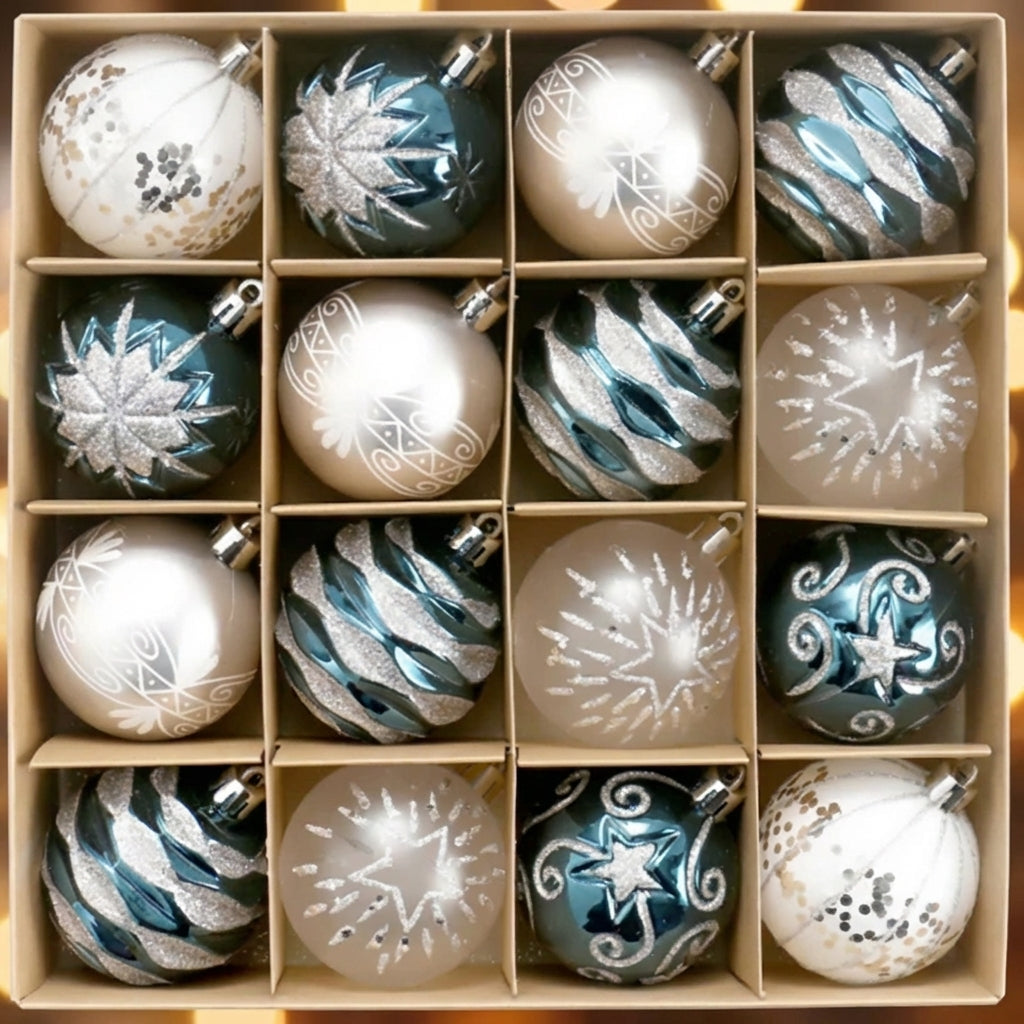 Boules de Noël lot de 16 ornements festifs sapin décoration Modèle 3
