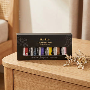 Coffret 6 huiles essentielles aromatiques noir sur bois
