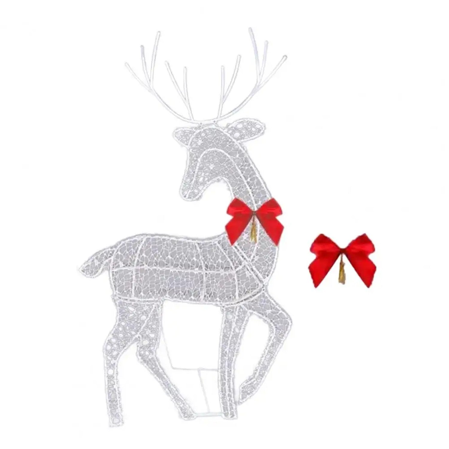 Renne lumineux de Noël en métal LED 44×81 cm avec bois