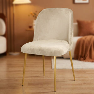 Housse de chaise en velours beige vue de face