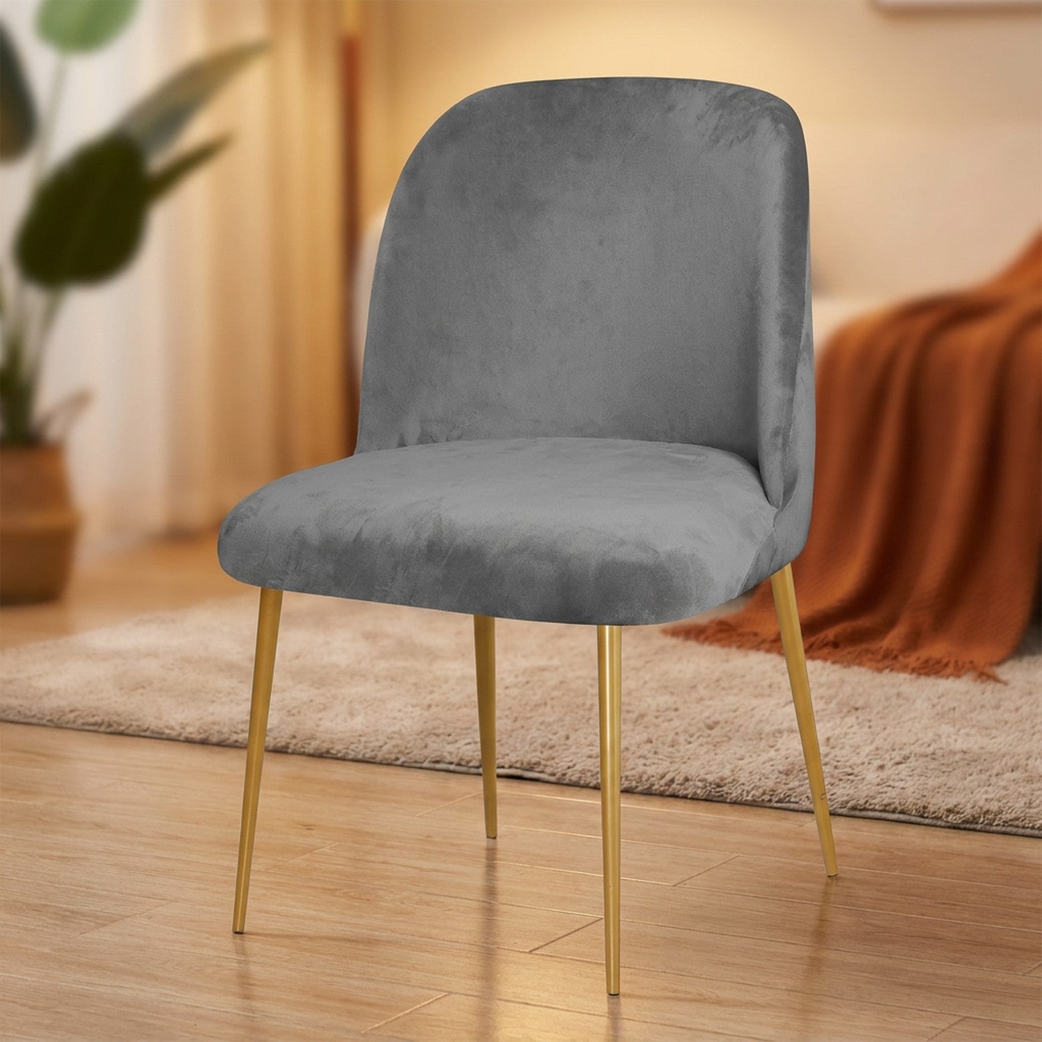 Housse de chaise en velours gris vue de face