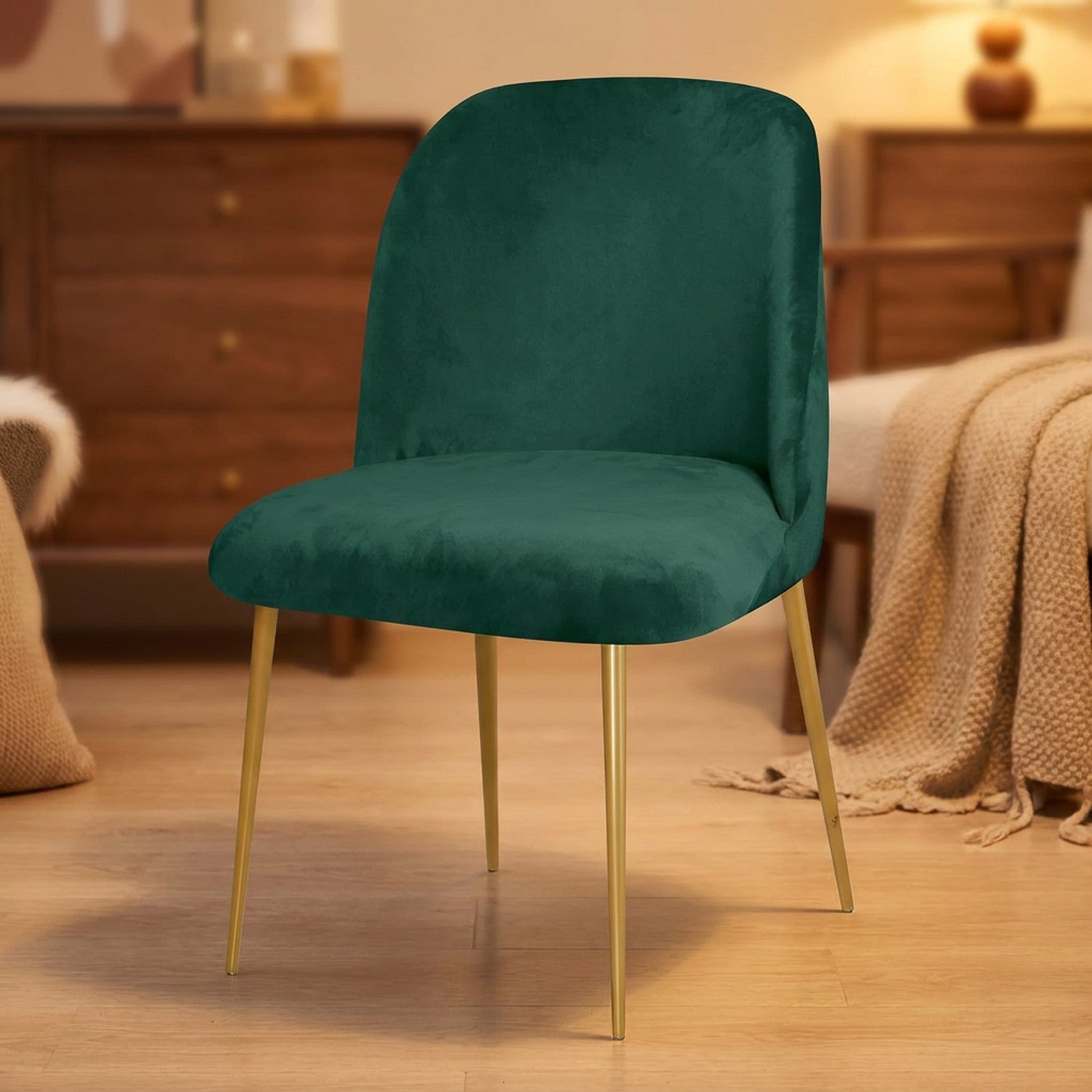 Housse de chaise en velours vert foncé vue de face