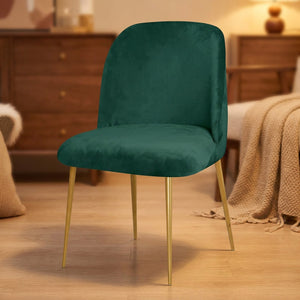Housse de chaise en velours vert foncé vue de face