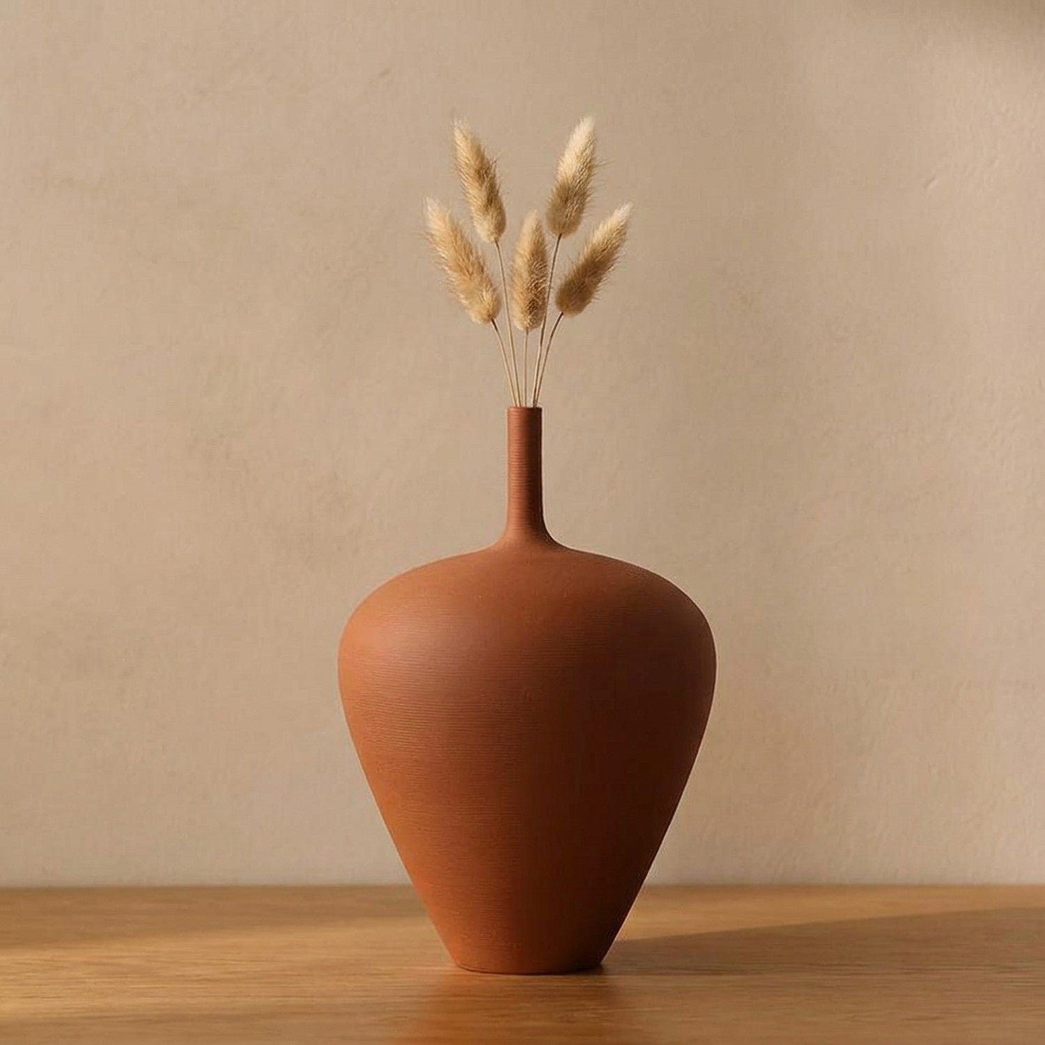 Vase céramique terracotta 24 cm avec herbes de pampas séchées