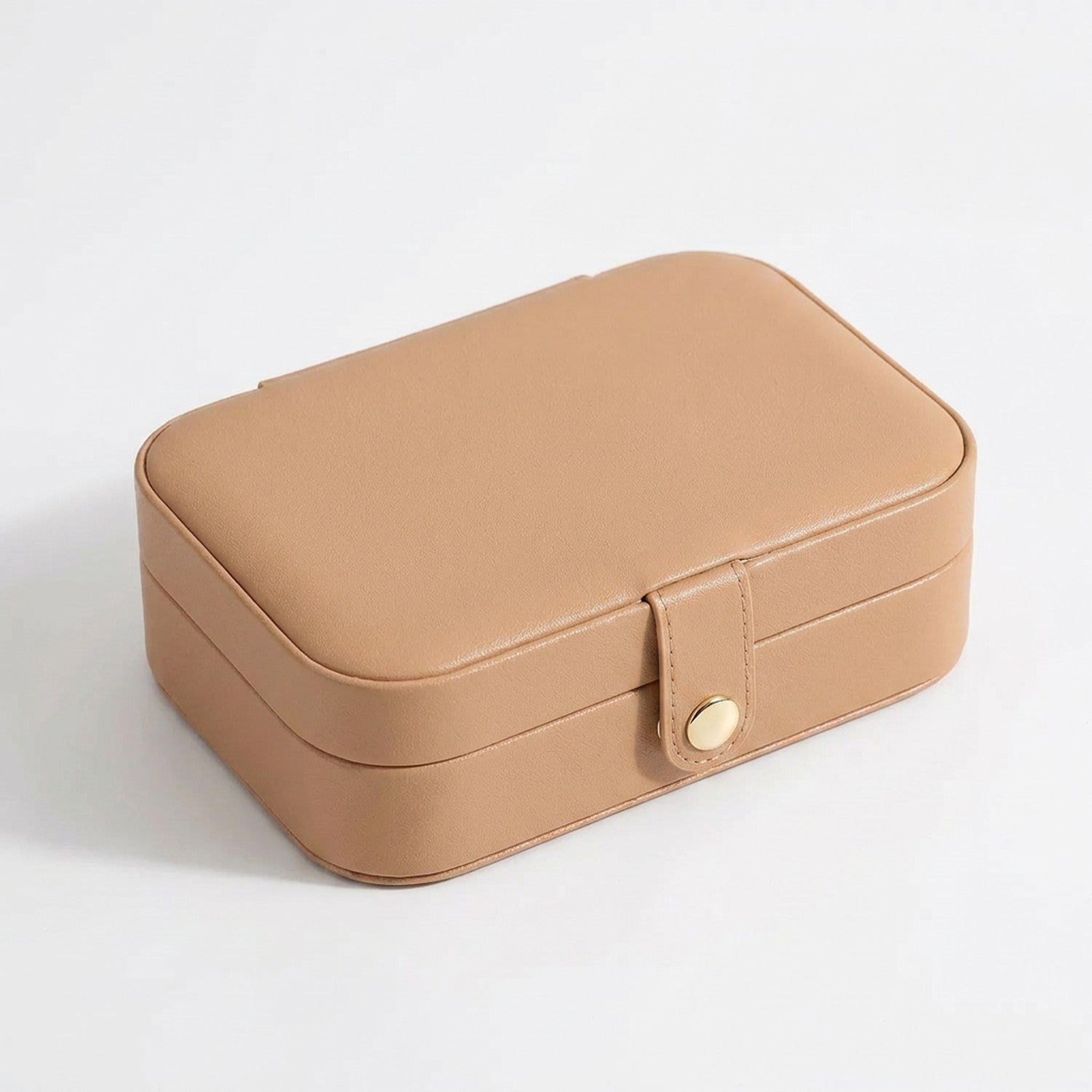 Boite à bijoux de voyage couleur beige en simili cuir