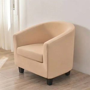 Fauteuil club housse extensible coloris beige uni
