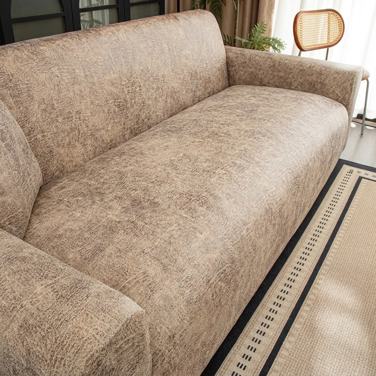 Housse de canapé jacquard beige