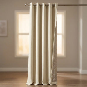 Rideau occultant couleur beige avec œillets