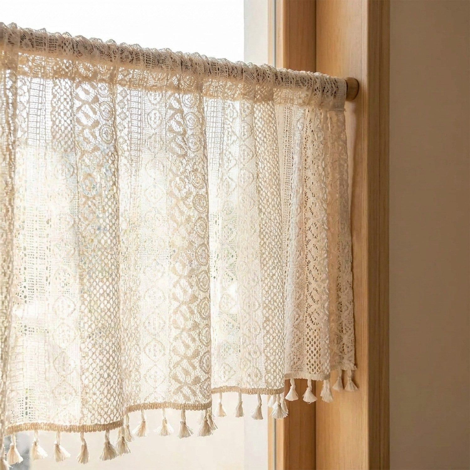 Rideau dentelle beige photo variante couleur