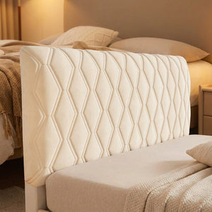 Housse de protection tête de lit en velours blanc cassé vue de face