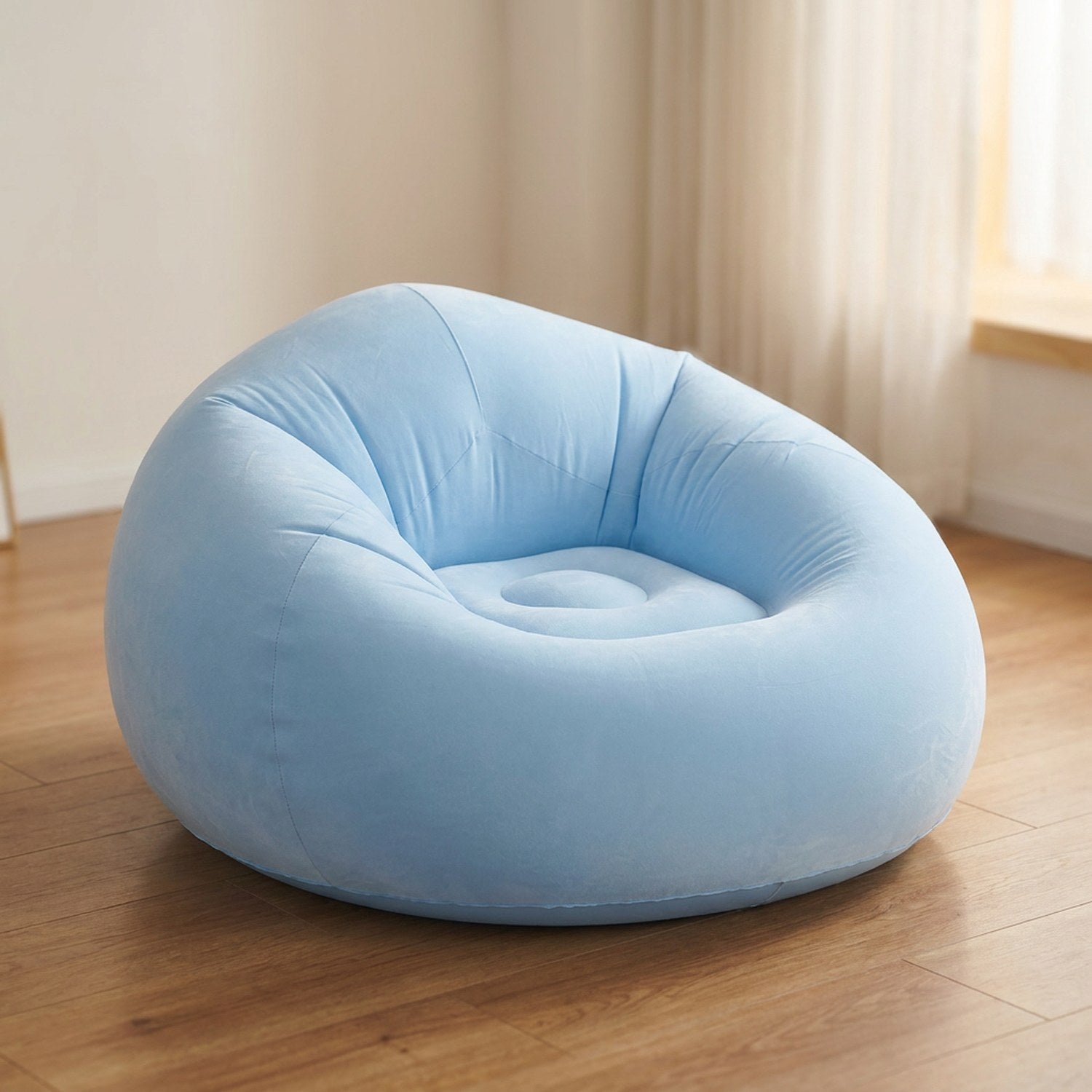 Pouf gonflable fauteuil rond coloris bleu