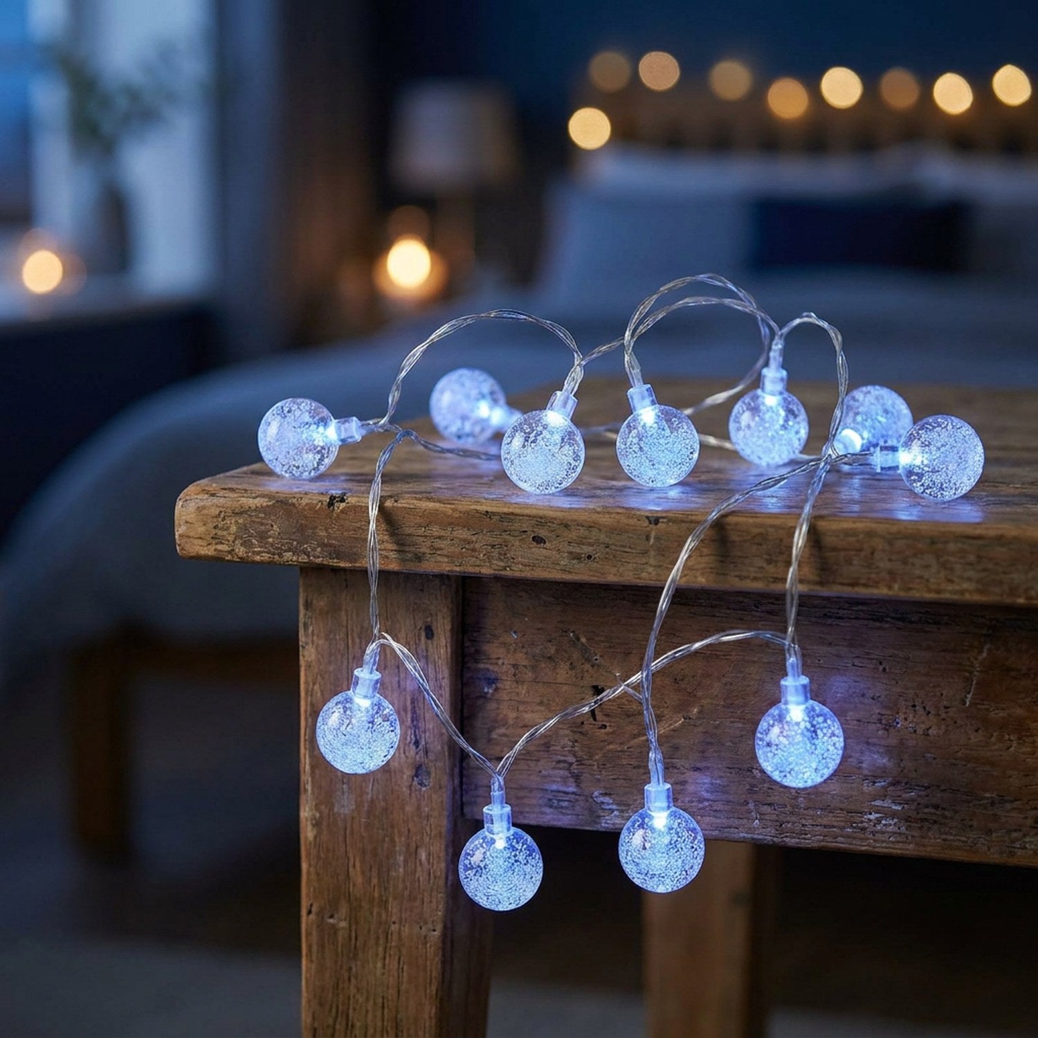 Guirlande lumineuse boule à bulles LED en variante bleue