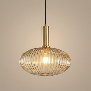 Suspension en verre doré texturé modèle Soucoupe