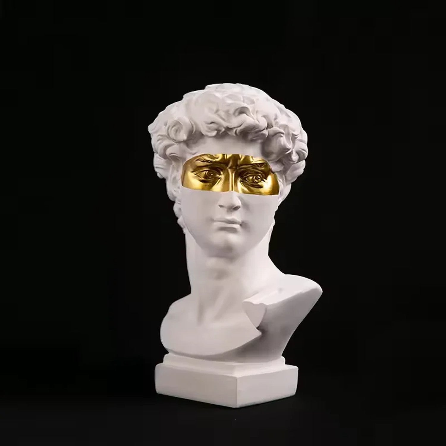 Buste de David Doré masque or résine