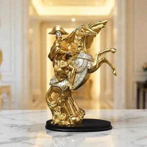 Statue Napoléon à cheval variante Dorée finition dorée avec accents argentés