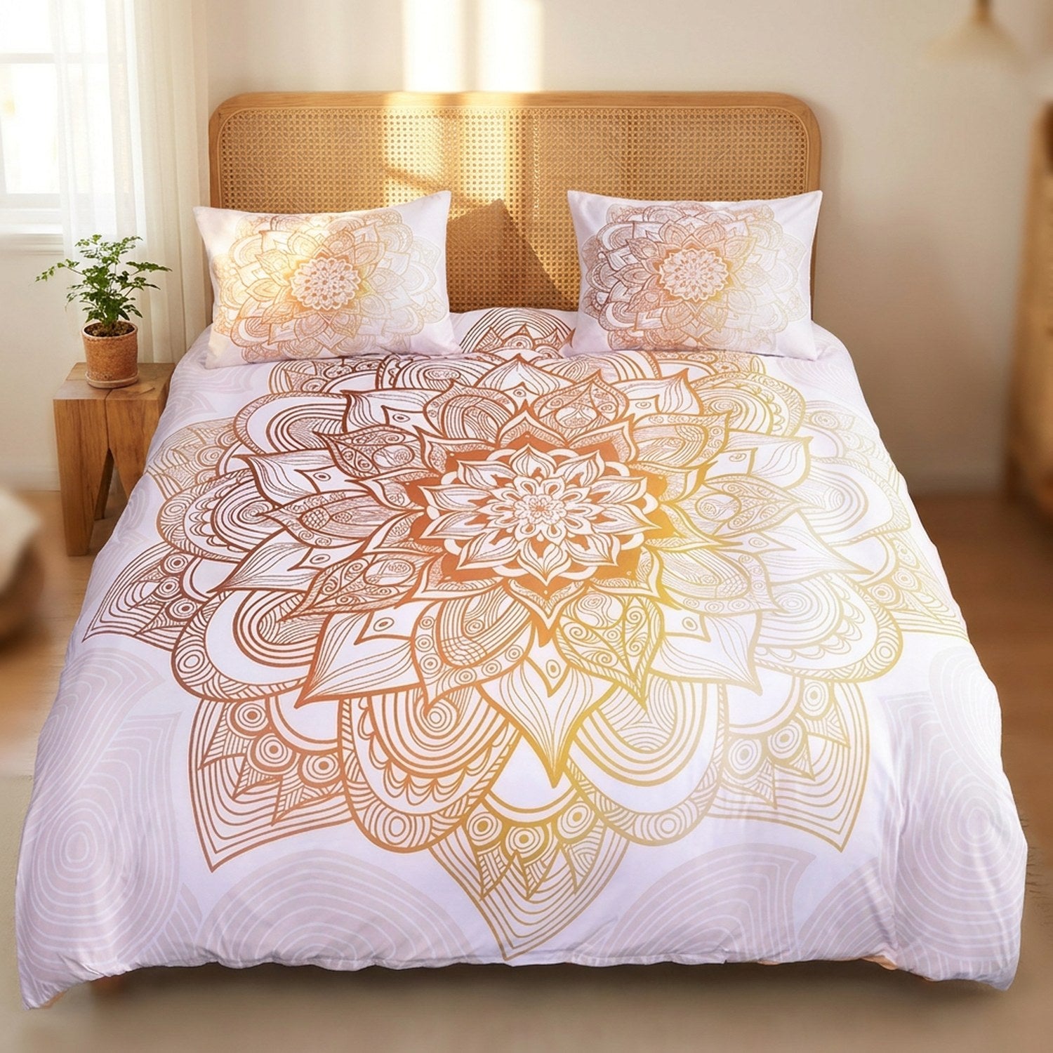 Parure de lit mandala dégradé doré variante coloris