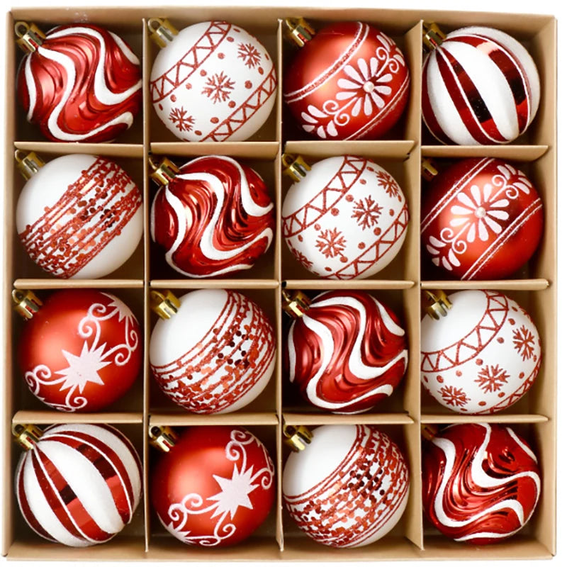 Boules de Noël lot de 16 ornements festifs sapin décoration Modèle 1