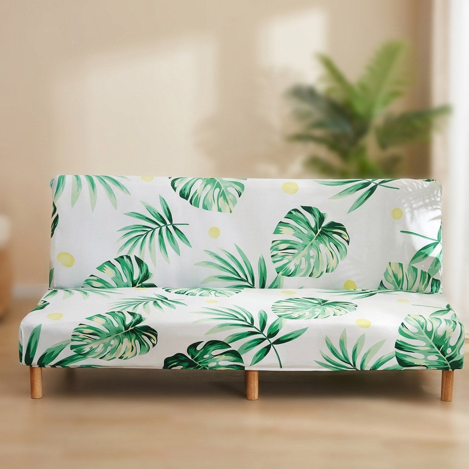 Housse de canapé-lit imprimé feuilles vertes tropicales