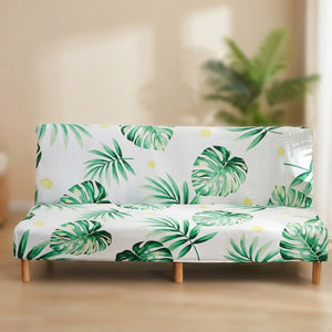 Housse de canapé-lit imprimé feuilles vertes tropicales