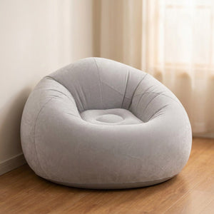 Pouf gonflable fauteuil rond coloris gris