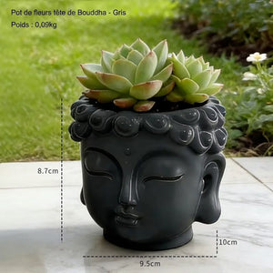 Pot de fleurs tête de Bouddha - Gris anthracite