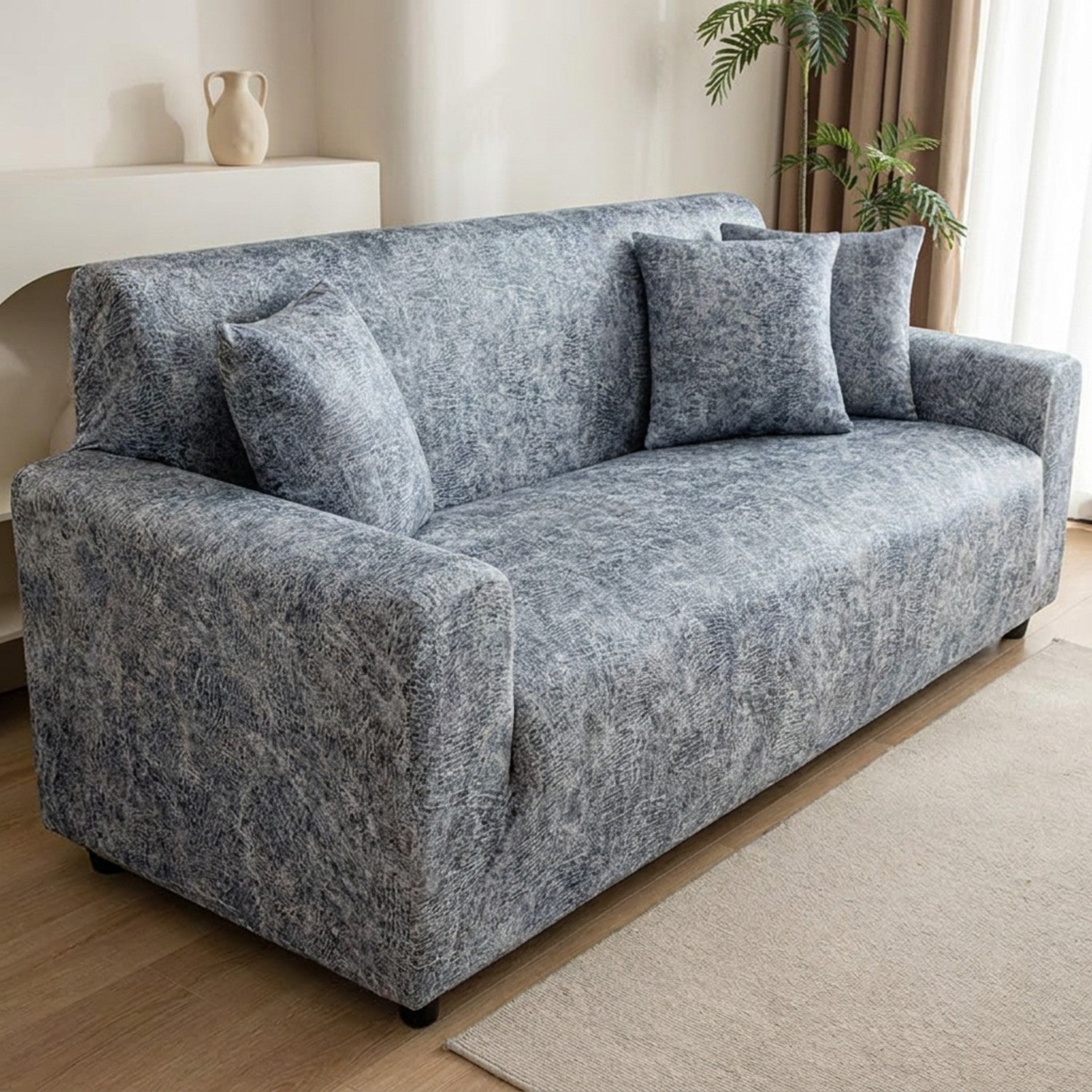Housse de canapé jacquard gris