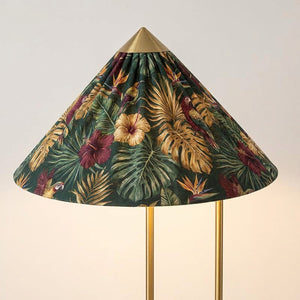 Lampadaire modèle Imprimé abat-jour jungle tropical feuillage doré