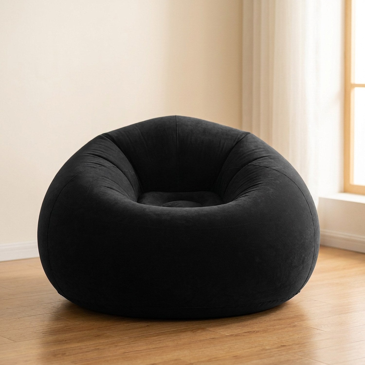 Pouf gonflable fauteuil rond coloris noir