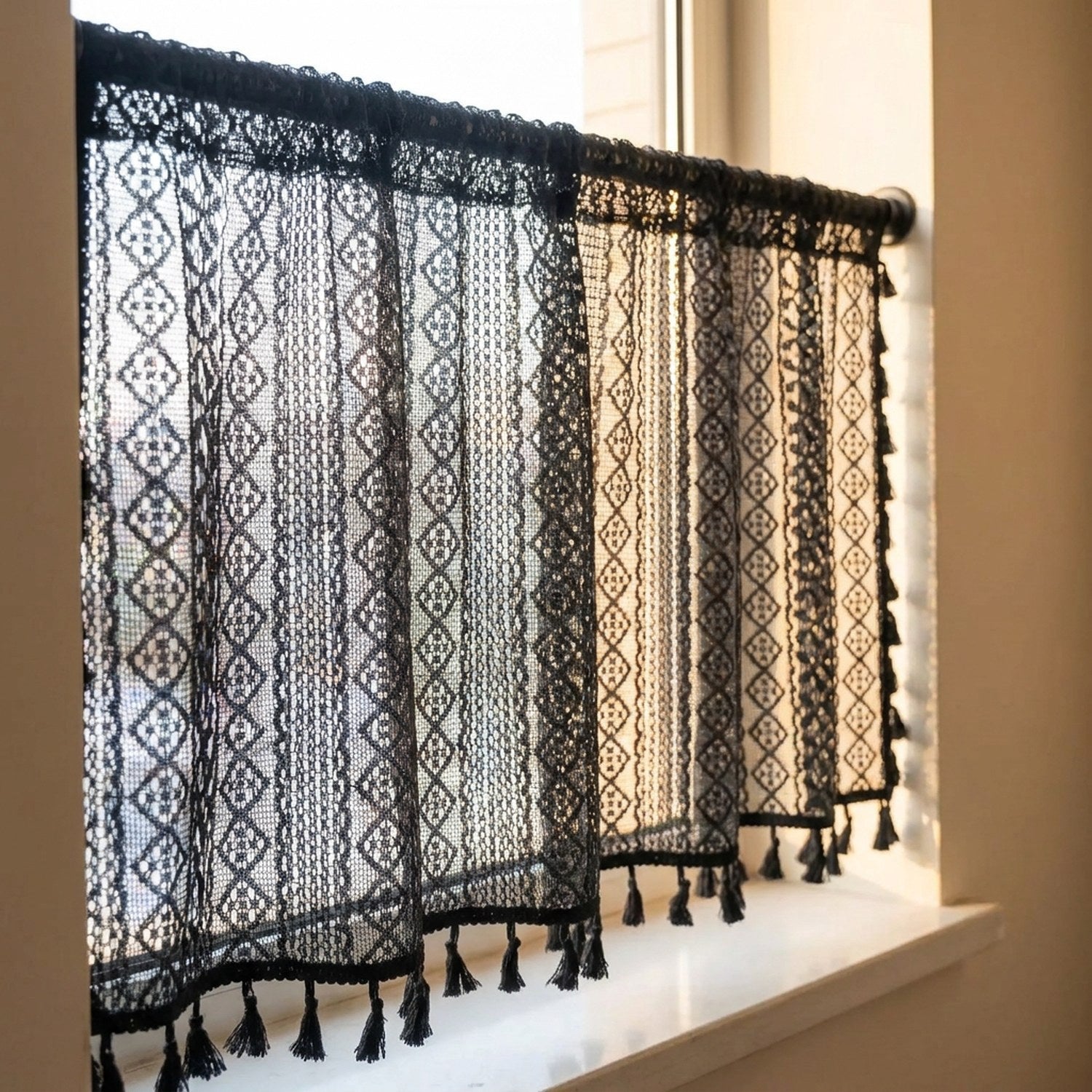 Rideau dentelle noir photo variante couleur