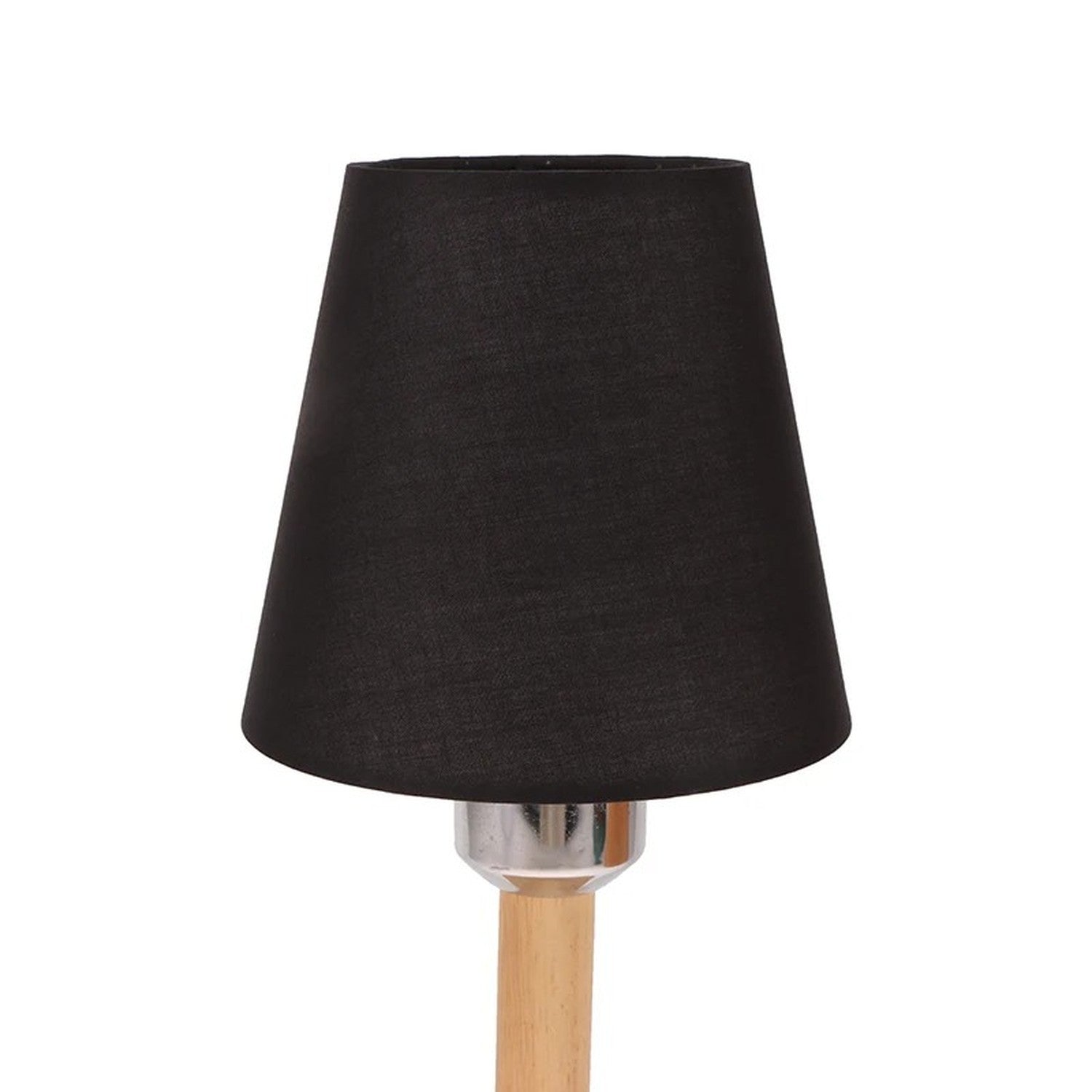 Abat-jour tissu lin couleur noir vue de face sur fond blanc