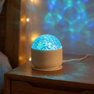 Veilleuse projecteur galaxie effet ondulations d'eau bleu et turquoise projeté au mur