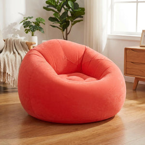 Pouf gonflable fauteuil rond coloris rouge
